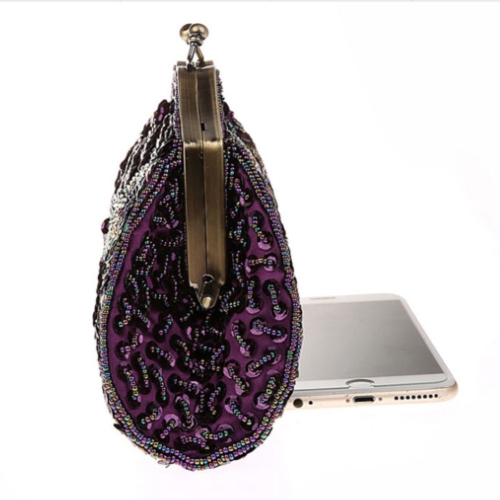 PURPLE PEACOCK CLUTCH - Picture 3 of 7